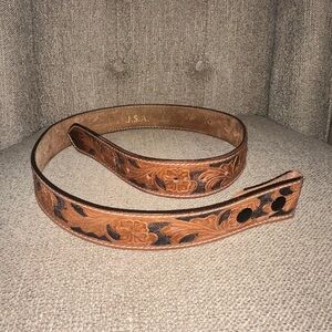 Floral Embossed genuine Leather Belt